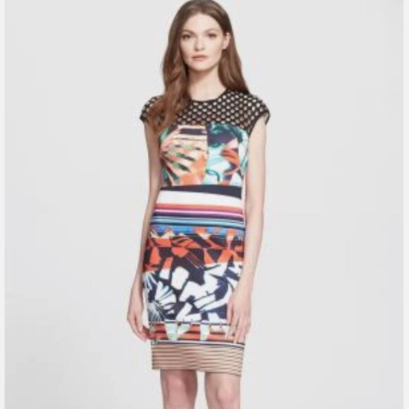 NWT CLOVER CANYON Ink Strokes neoprene bodycon sleeveless dress Size XS - Picture 5 of 11